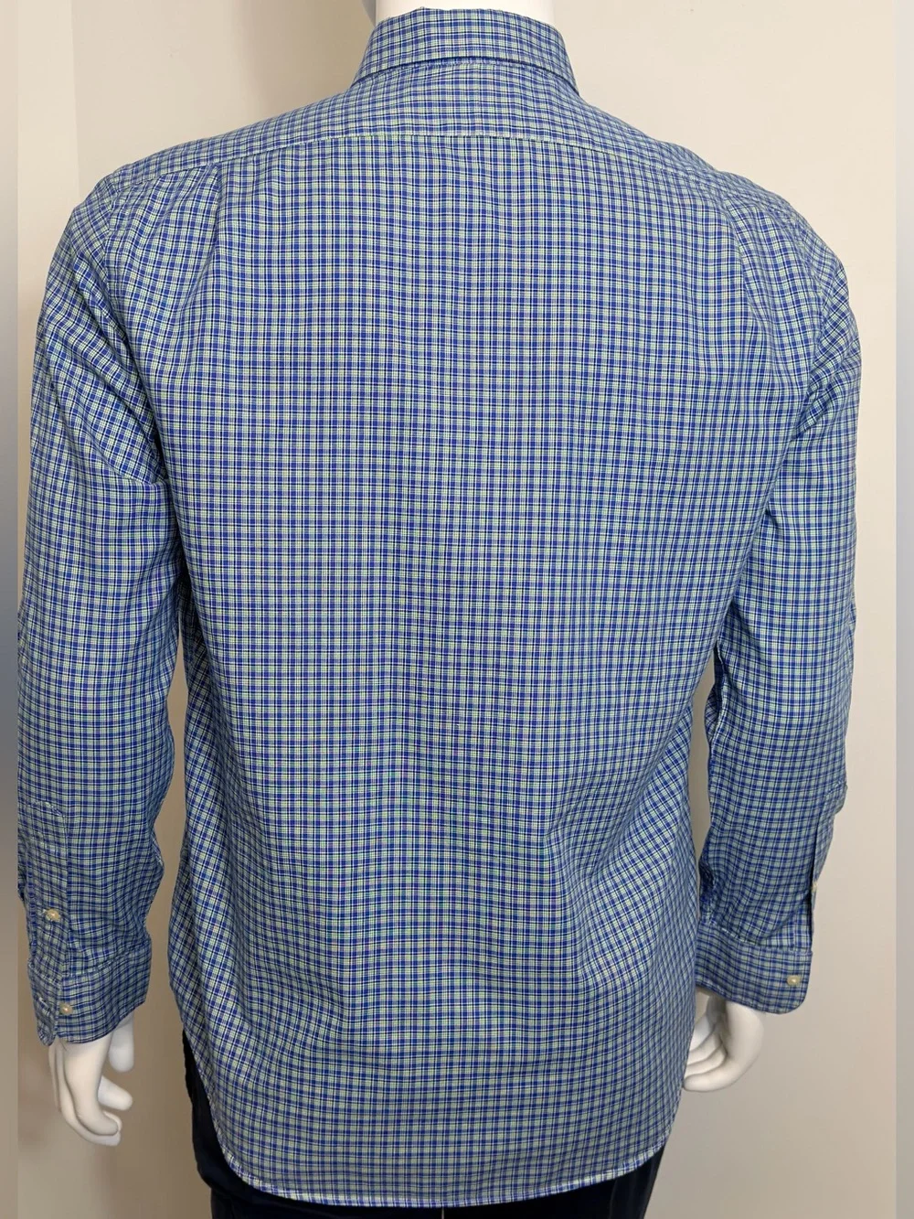 Polo Ralph Lauren Classic Fit Plaid Shirt XL 17 Blue Green Cotton